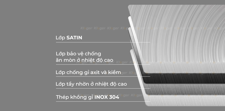 Bề mặt SATIN xoay tròn trơn của chậu rửa bát Kluger nhập khẩu Bề mặt SATIN xoay tròn trơn của chậu rửa bát Kluger nhập khẩu