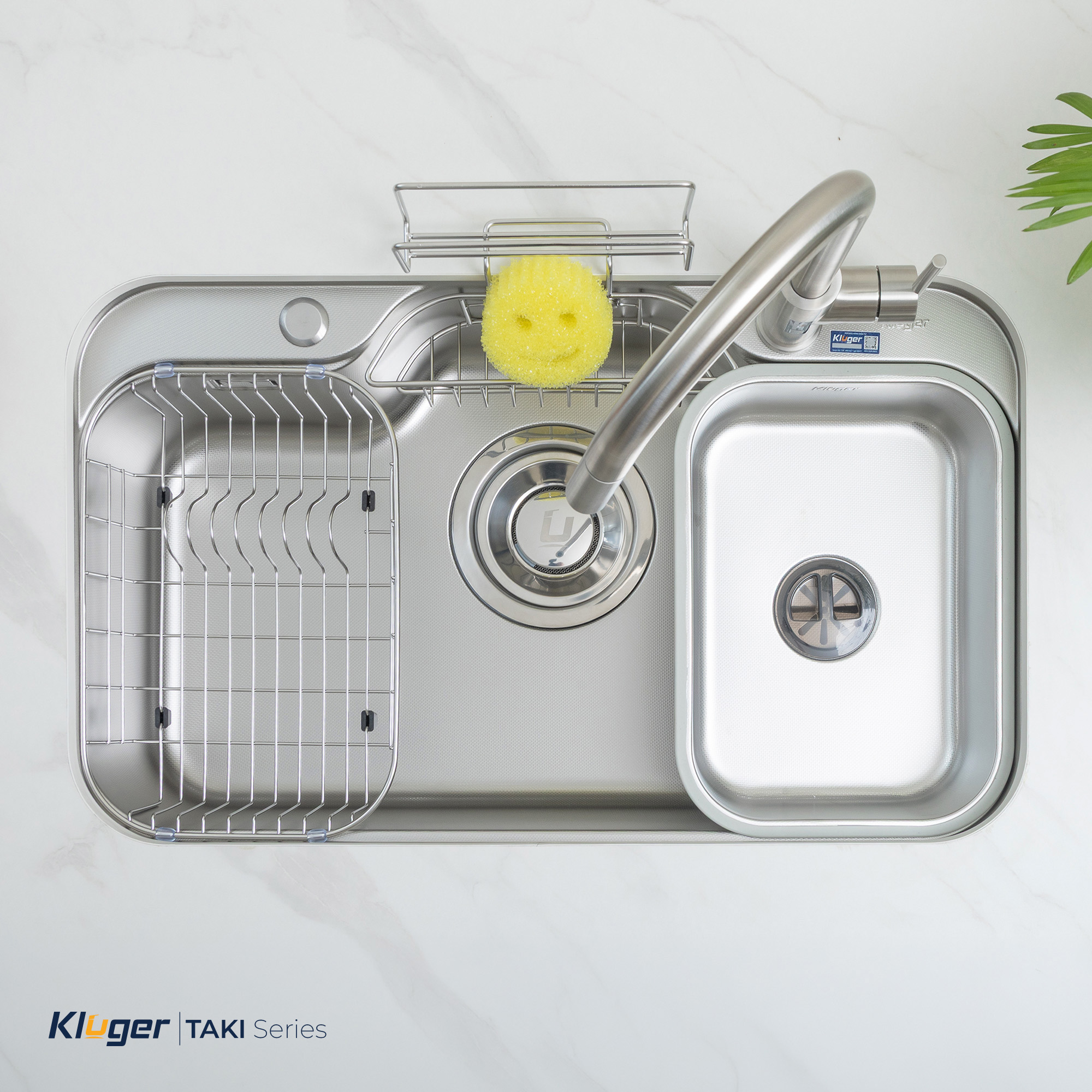 Chậu rửa bát Kluger KT7848FS Plus tích hơp thêm phụ kiện đa năng